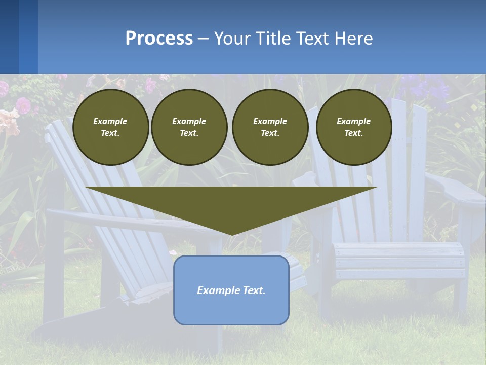 A Couple Of Blue Chairs Sitting In The Grass PowerPoint Template