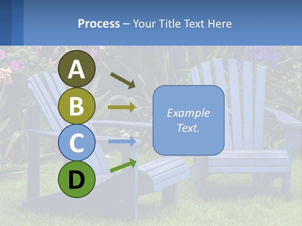 A Couple Of Blue Chairs Sitting In The Grass PowerPoint Template