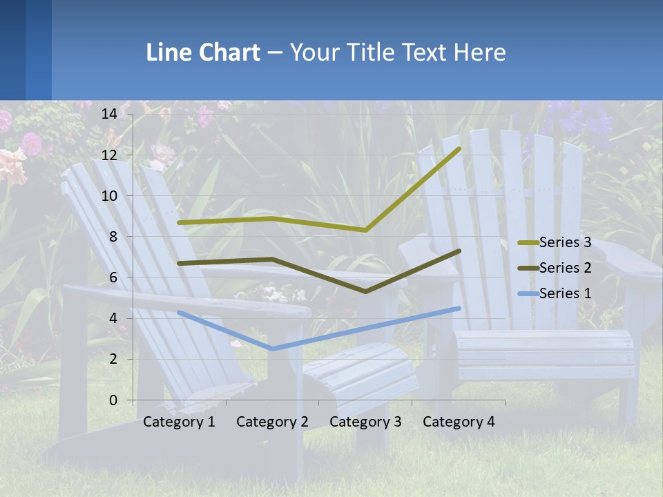 A Couple Of Blue Chairs Sitting In The Grass PowerPoint Template