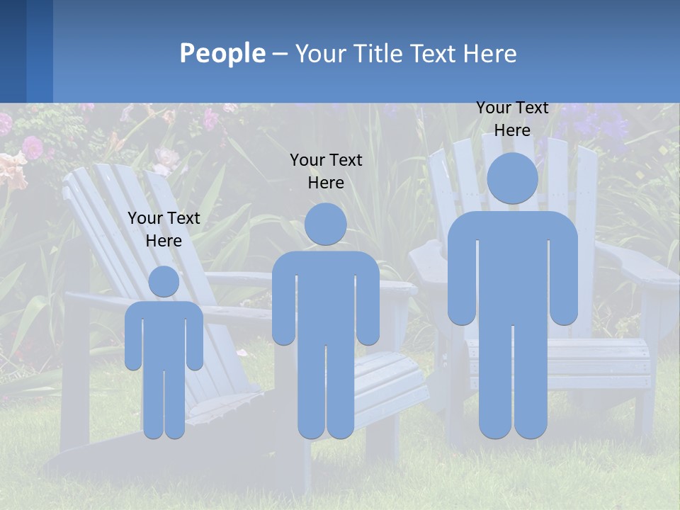 A Couple Of Blue Chairs Sitting In The Grass PowerPoint Template