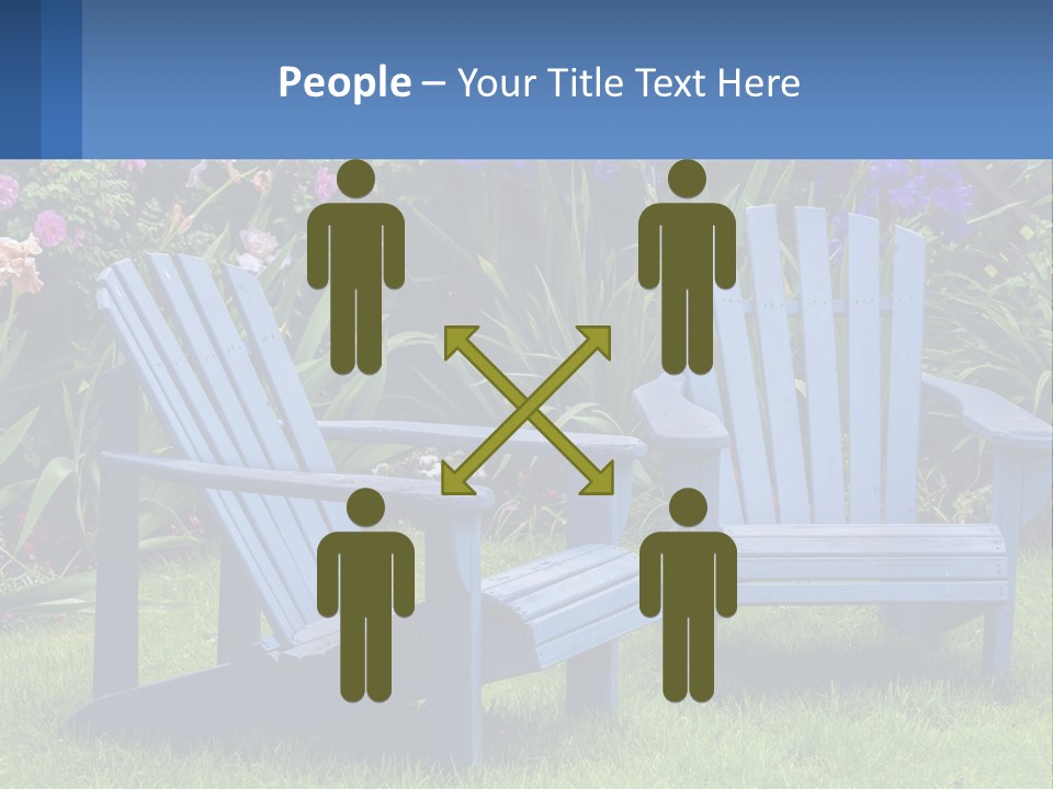 A Couple Of Blue Chairs Sitting In The Grass PowerPoint Template
