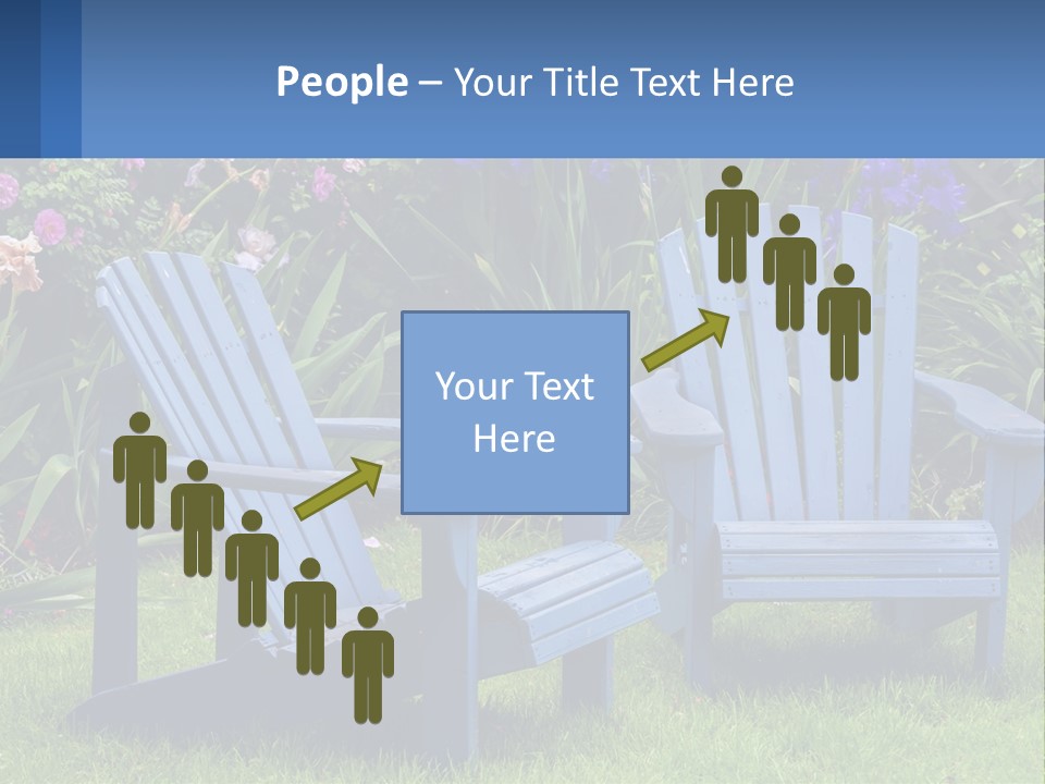 A Couple Of Blue Chairs Sitting In The Grass PowerPoint Template