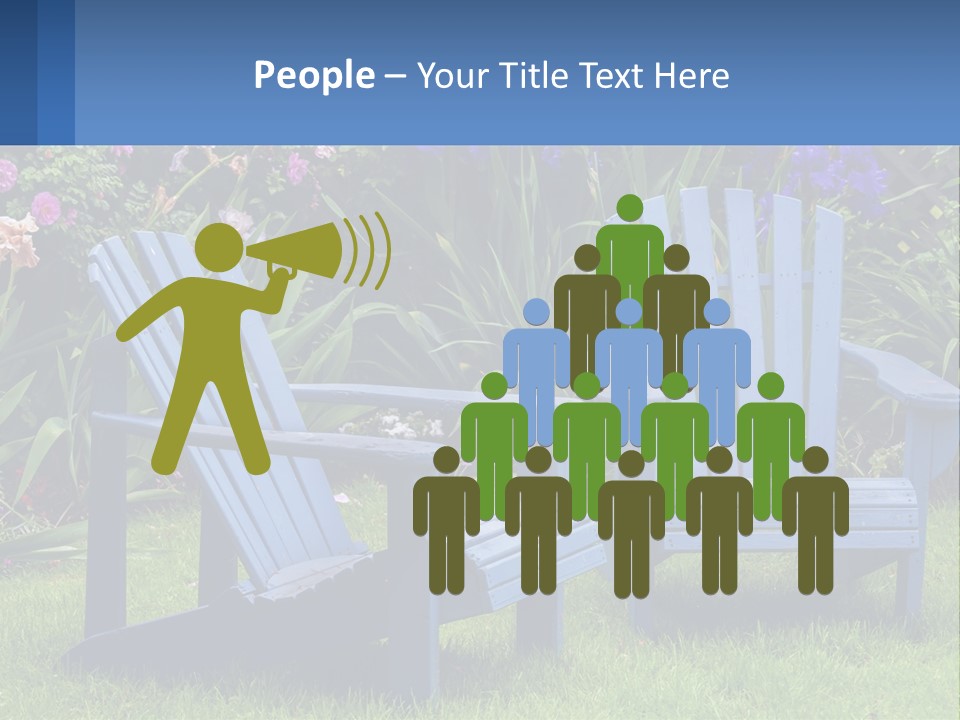 A Couple Of Blue Chairs Sitting In The Grass PowerPoint Template