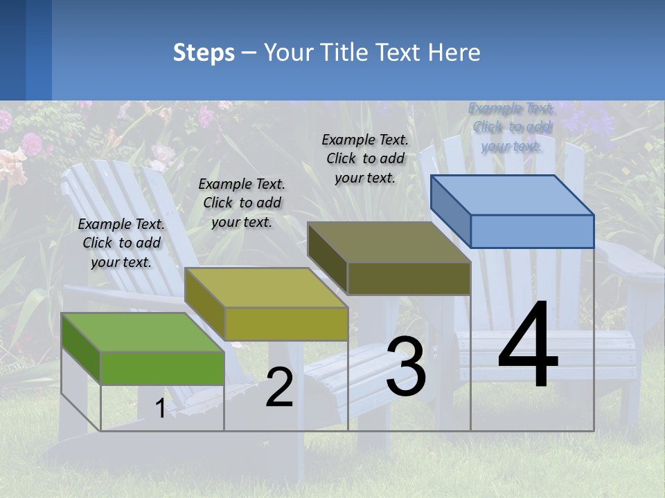 A Couple Of Blue Chairs Sitting In The Grass PowerPoint Template