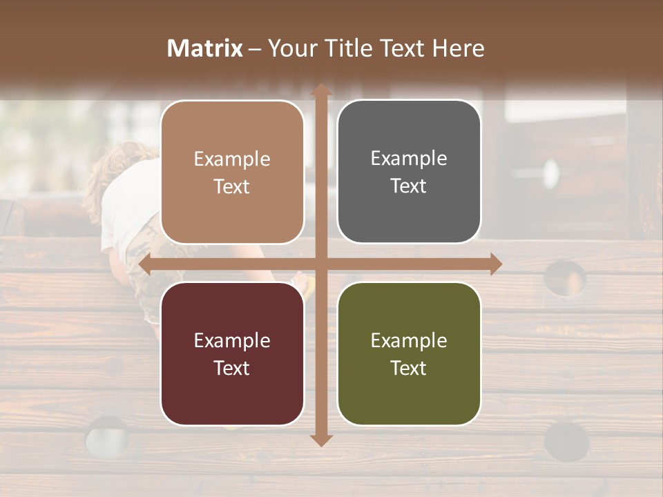 A Young Child Climbing Up A Wooden Slide PowerPoint Template