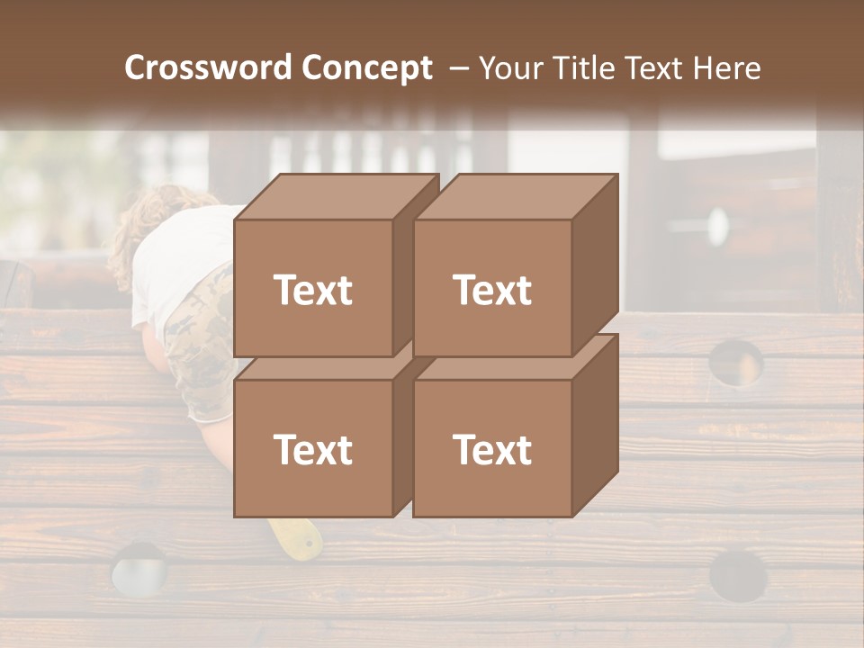 A Young Child Climbing Up A Wooden Slide PowerPoint Template