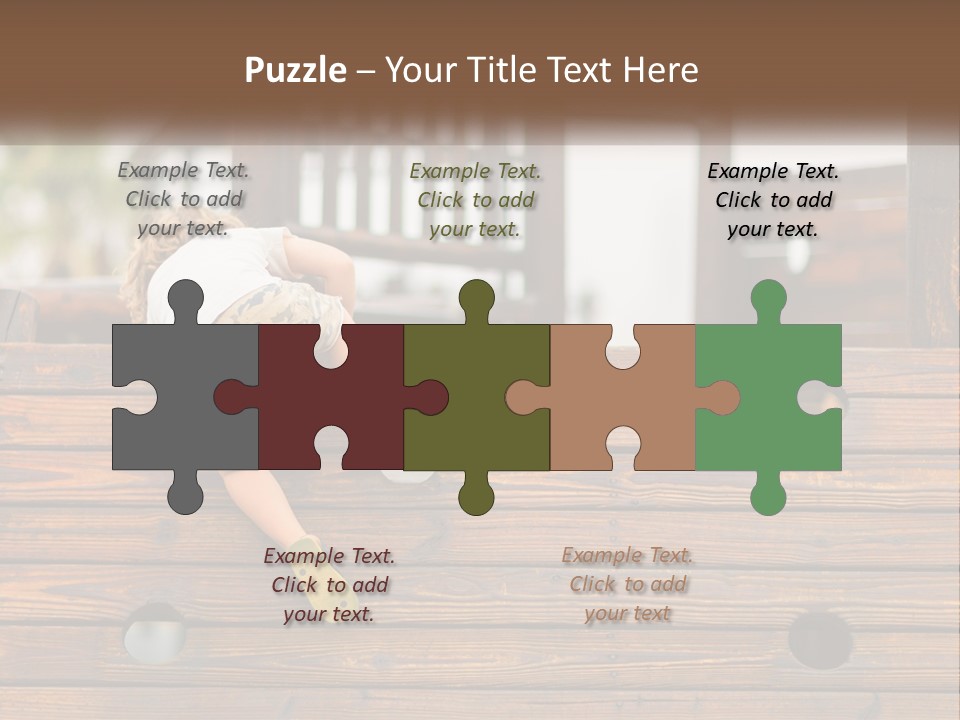 A Young Child Climbing Up A Wooden Slide PowerPoint Template