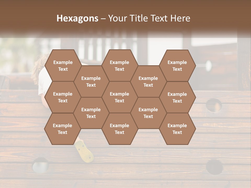 A Young Child Climbing Up A Wooden Slide PowerPoint Template