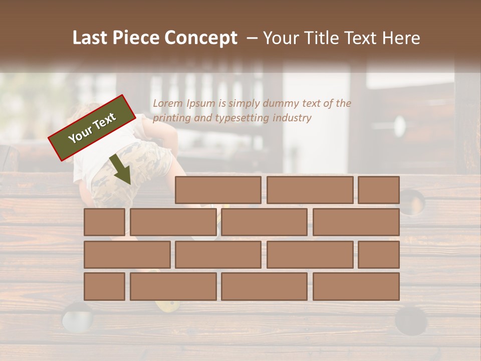 A Young Child Climbing Up A Wooden Slide PowerPoint Template
