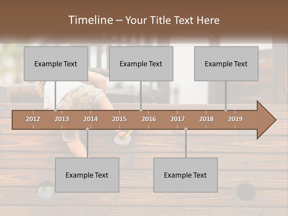 A Young Child Climbing Up A Wooden Slide PowerPoint Template