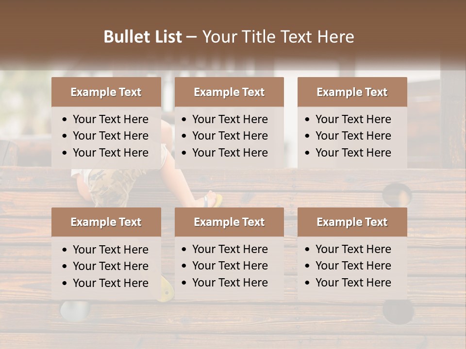 A Young Child Climbing Up A Wooden Slide PowerPoint Template