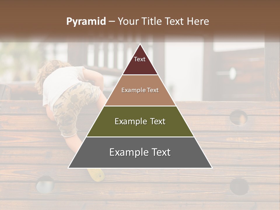 A Young Child Climbing Up A Wooden Slide PowerPoint Template