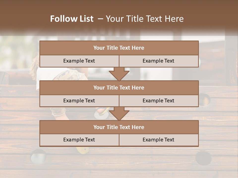A Young Child Climbing Up A Wooden Slide PowerPoint Template