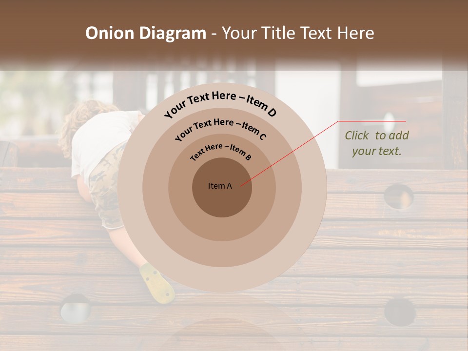 A Young Child Climbing Up A Wooden Slide PowerPoint Template