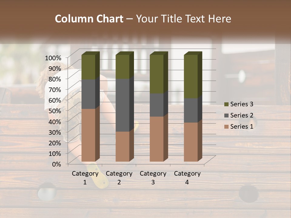 A Young Child Climbing Up A Wooden Slide PowerPoint Template