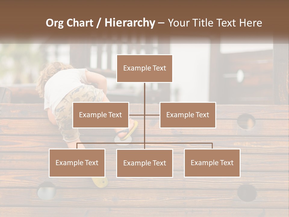 A Young Child Climbing Up A Wooden Slide PowerPoint Template