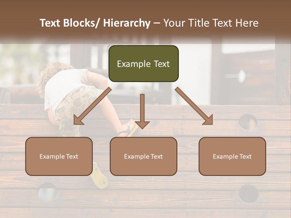 A Young Child Climbing Up A Wooden Slide PowerPoint Template