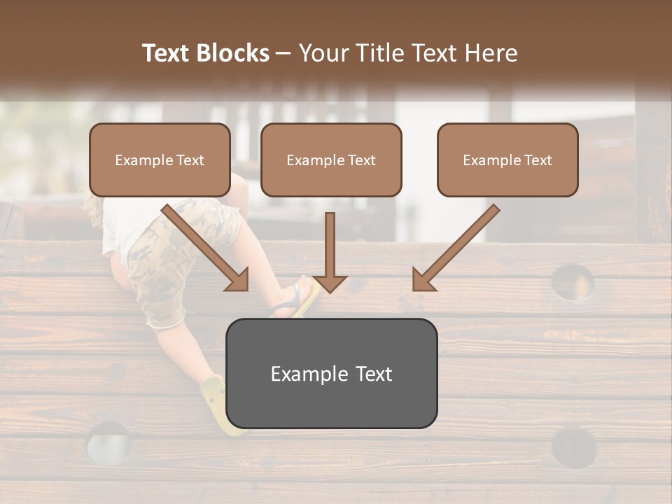 A Young Child Climbing Up A Wooden Slide PowerPoint Template