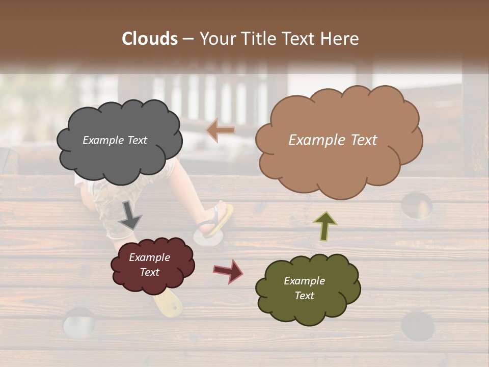 A Young Child Climbing Up A Wooden Slide PowerPoint Template