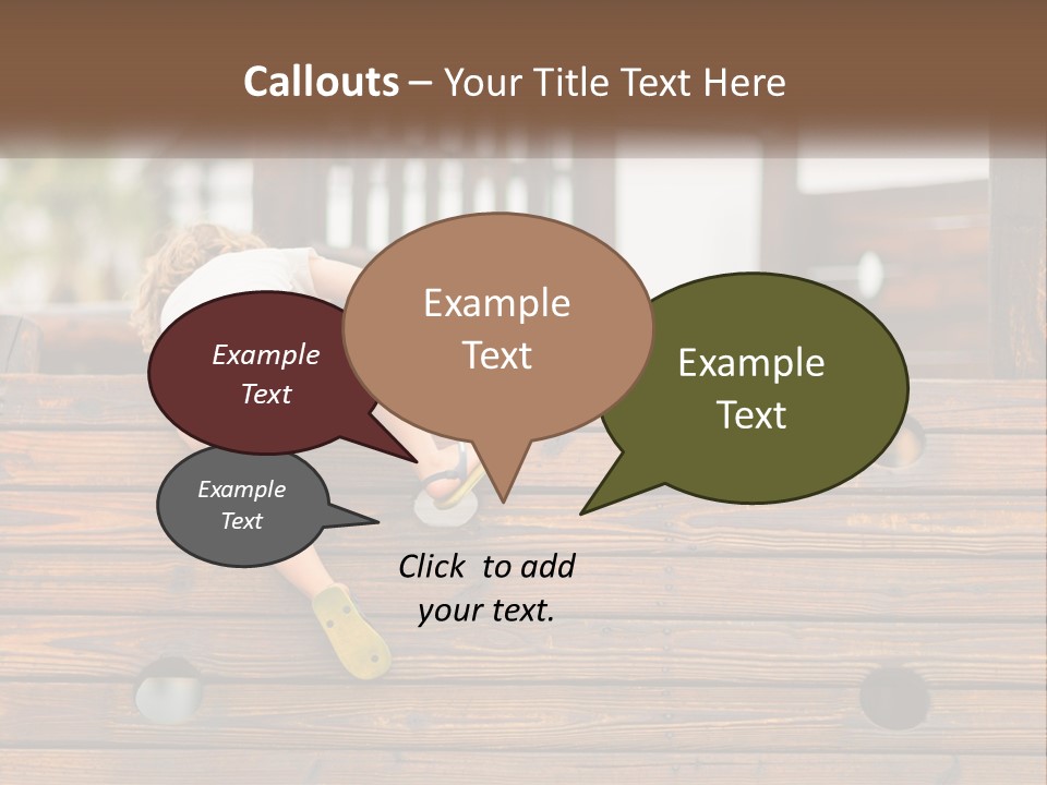 A Young Child Climbing Up A Wooden Slide PowerPoint Template