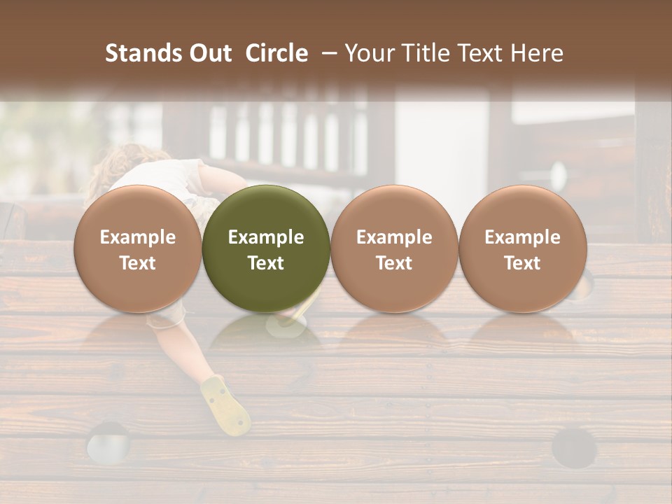 A Young Child Climbing Up A Wooden Slide PowerPoint Template