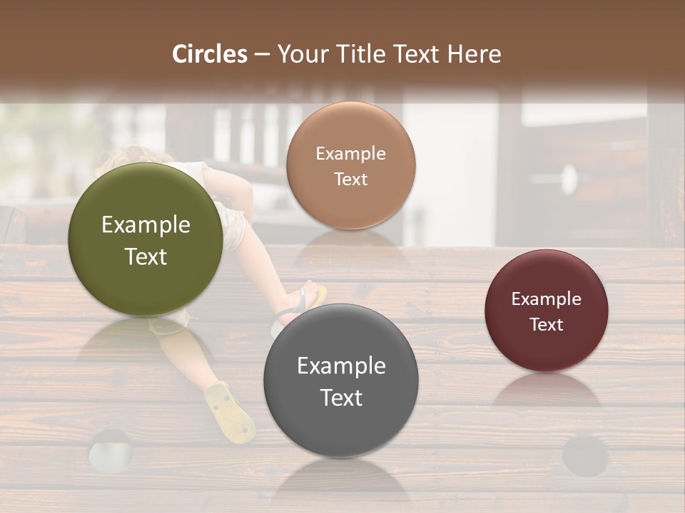 A Young Child Climbing Up A Wooden Slide PowerPoint Template