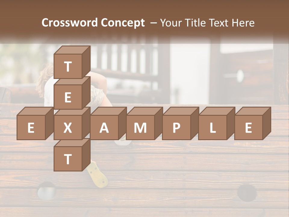 A Young Child Climbing Up A Wooden Slide PowerPoint Template