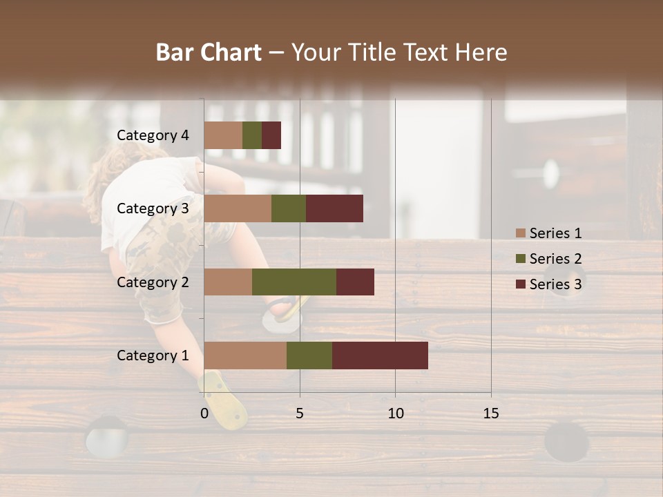 A Young Child Climbing Up A Wooden Slide PowerPoint Template