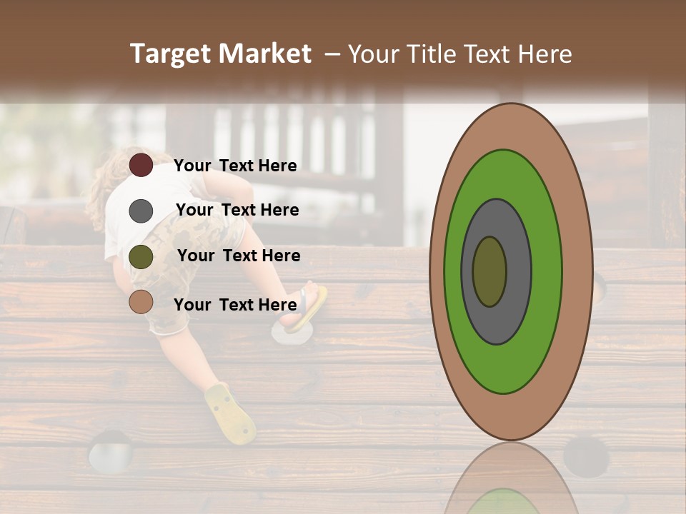 A Young Child Climbing Up A Wooden Slide PowerPoint Template