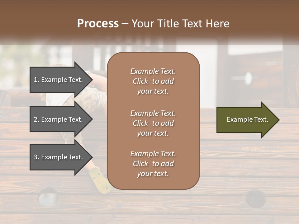 A Young Child Climbing Up A Wooden Slide PowerPoint Template