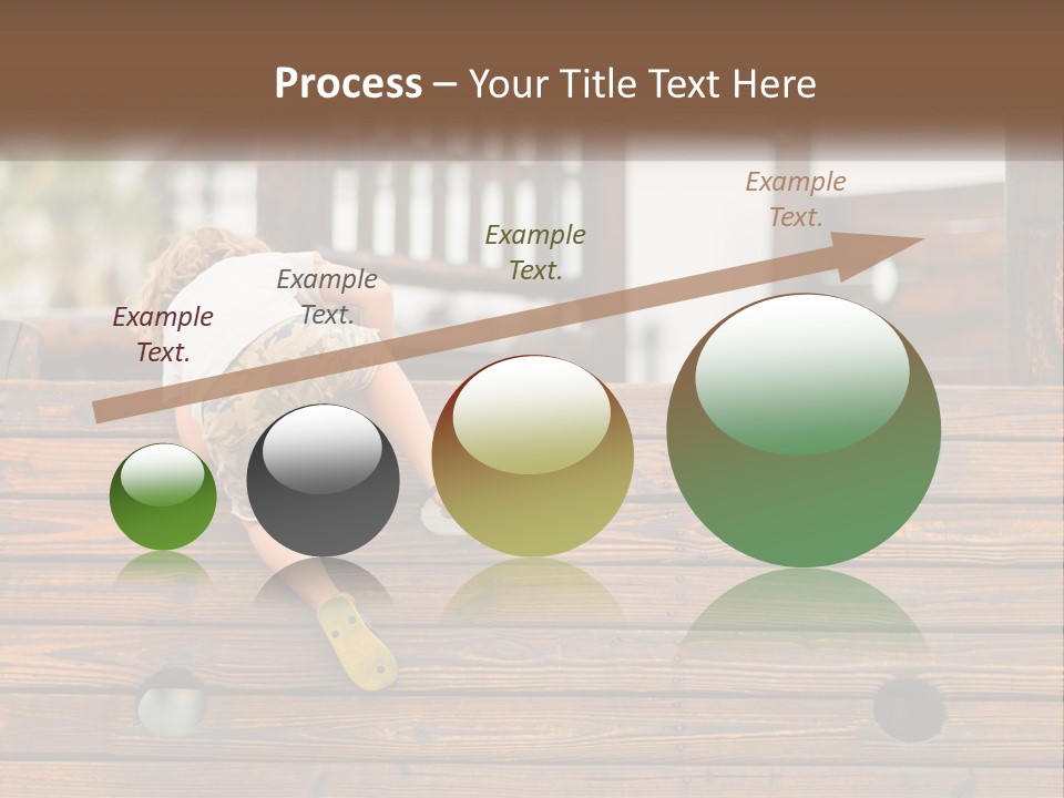 A Young Child Climbing Up A Wooden Slide PowerPoint Template