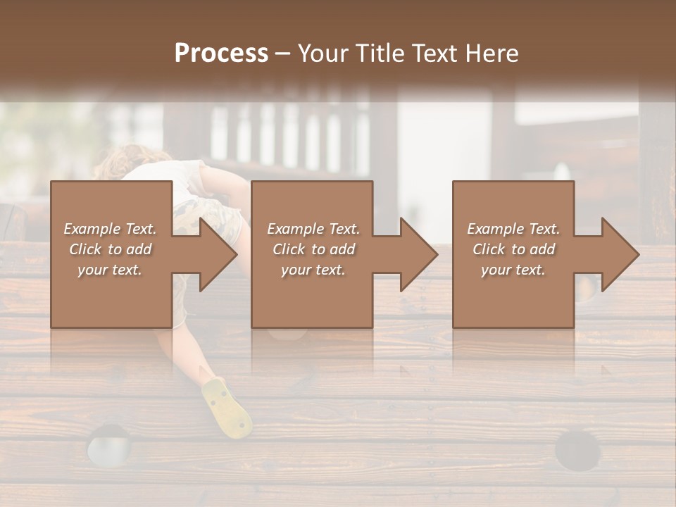 A Young Child Climbing Up A Wooden Slide PowerPoint Template