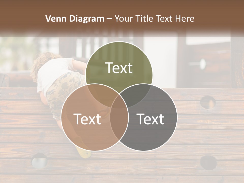 A Young Child Climbing Up A Wooden Slide PowerPoint Template