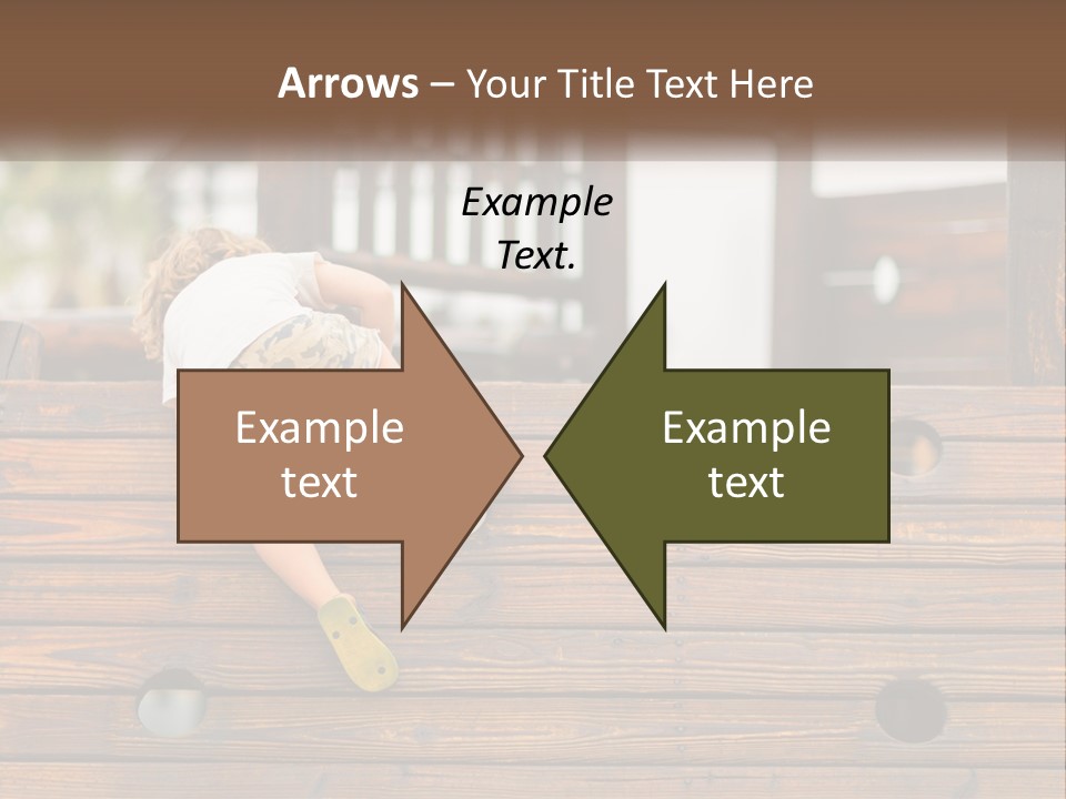 A Young Child Climbing Up A Wooden Slide PowerPoint Template