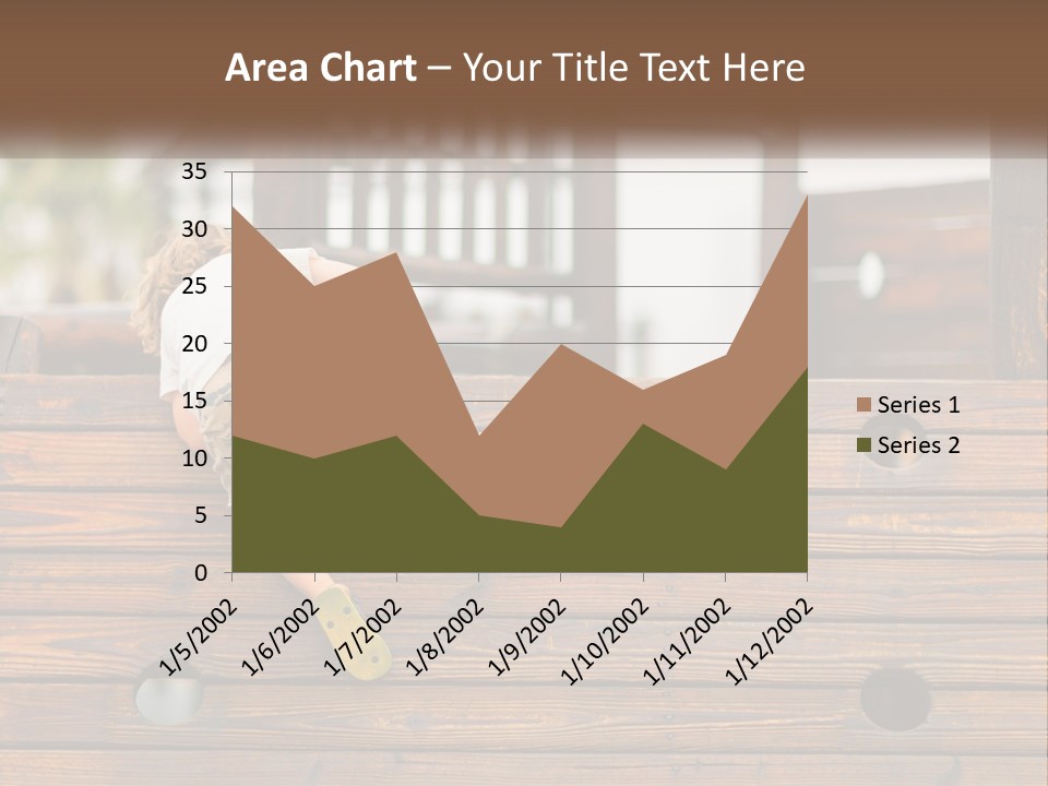 A Young Child Climbing Up A Wooden Slide PowerPoint Template
