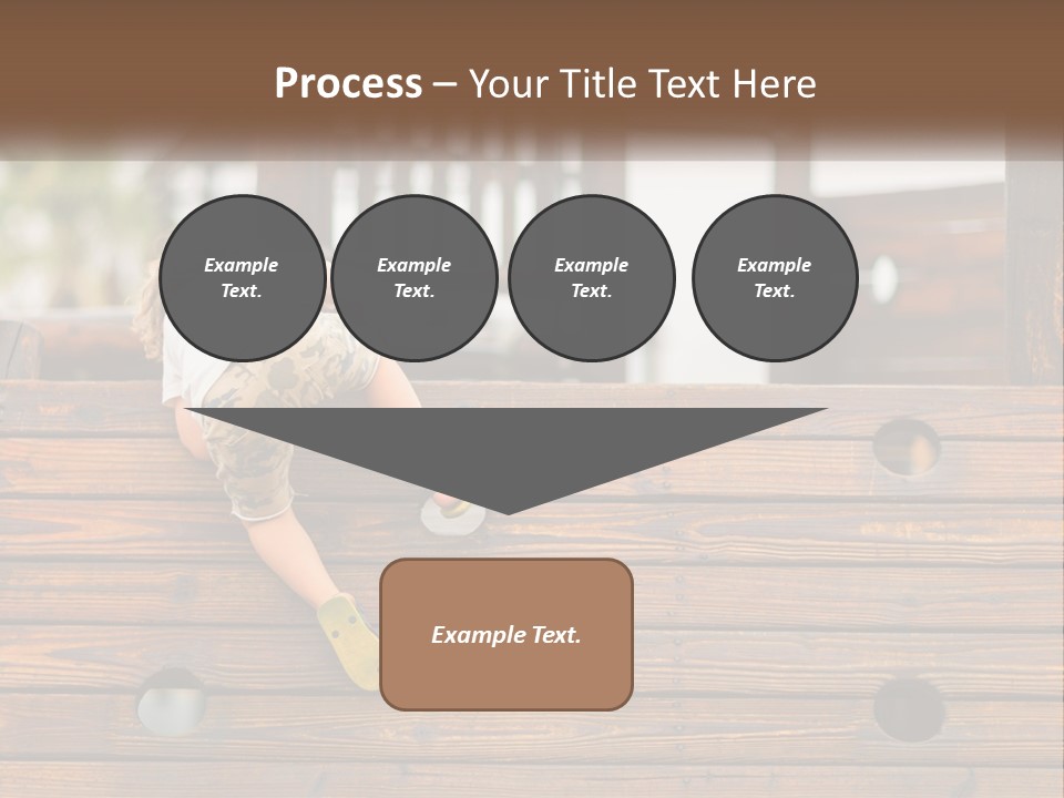 A Young Child Climbing Up A Wooden Slide PowerPoint Template