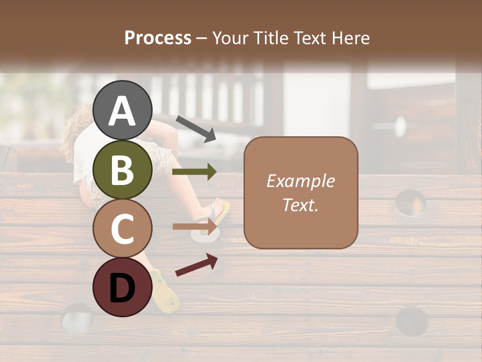 A Young Child Climbing Up A Wooden Slide PowerPoint Template