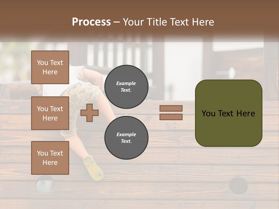 A Young Child Climbing Up A Wooden Slide PowerPoint Template