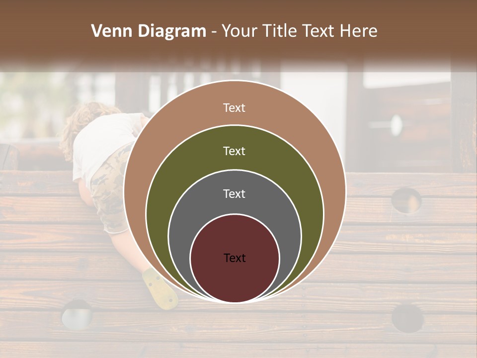 A Young Child Climbing Up A Wooden Slide PowerPoint Template