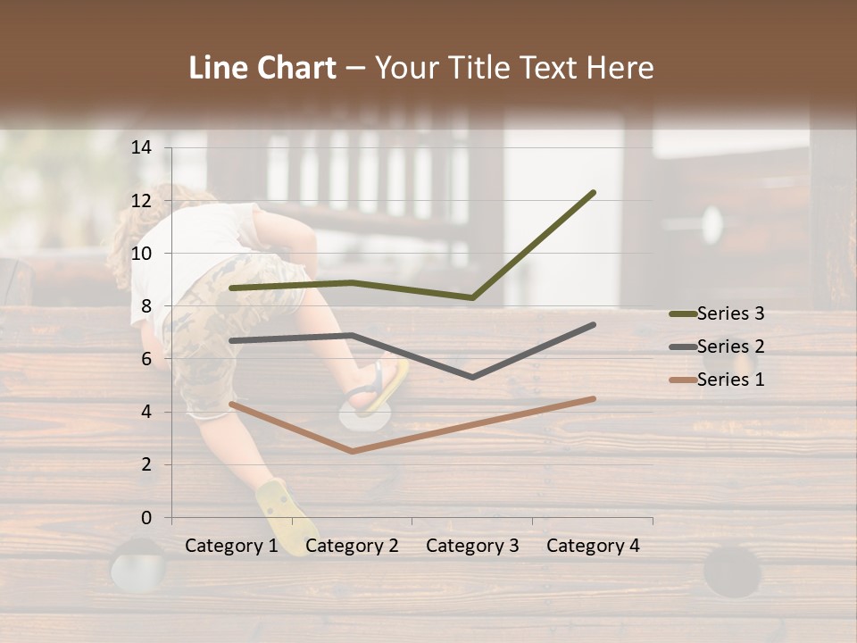 A Young Child Climbing Up A Wooden Slide PowerPoint Template
