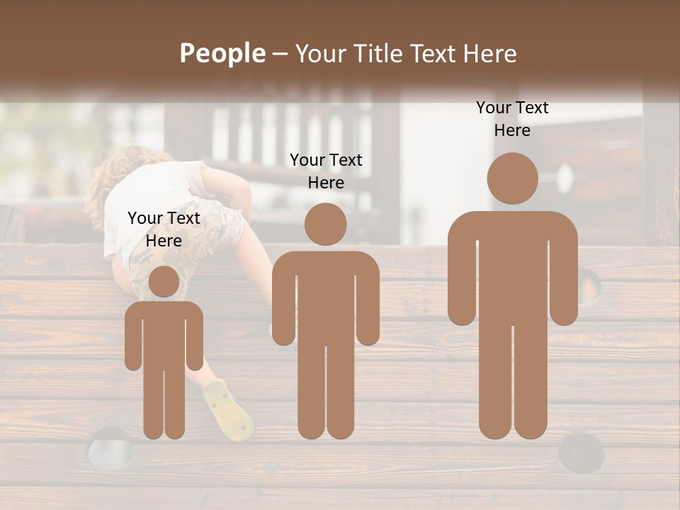 A Young Child Climbing Up A Wooden Slide PowerPoint Template