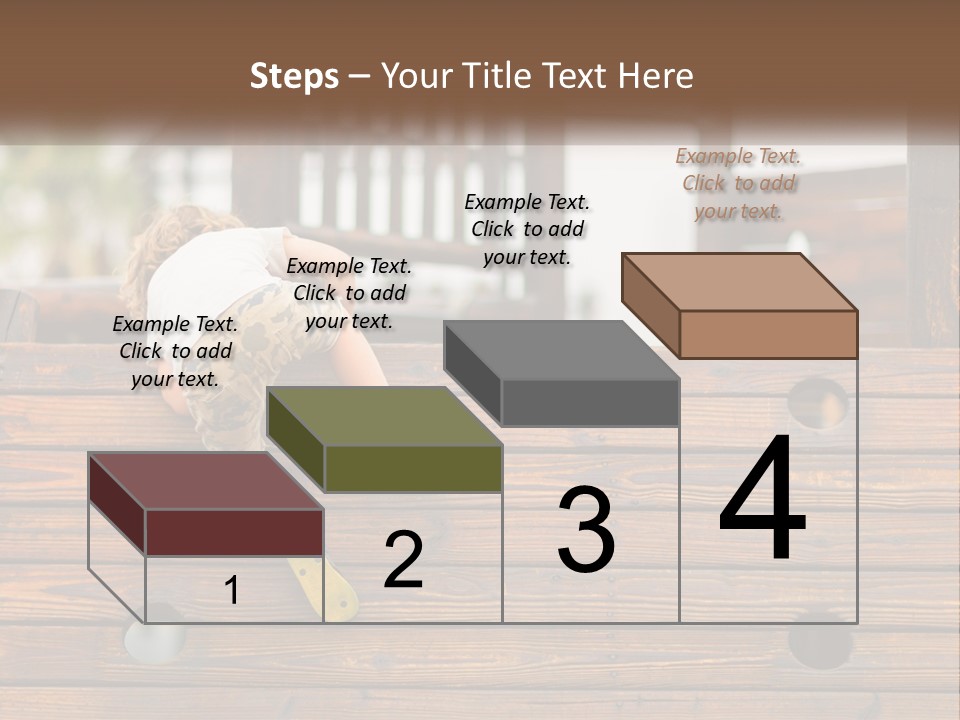 A Young Child Climbing Up A Wooden Slide PowerPoint Template