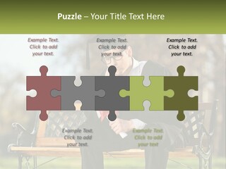 A Man In A Graduation Gown Sitting On A Bench PowerPoint Template