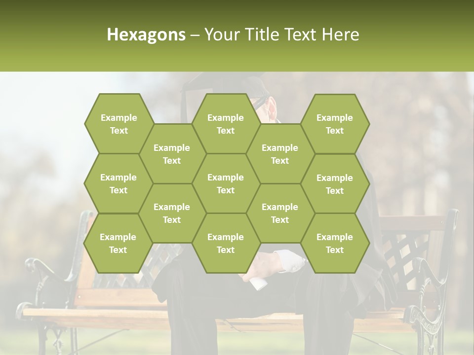 A Man In A Graduation Gown Sitting On A Bench PowerPoint Template