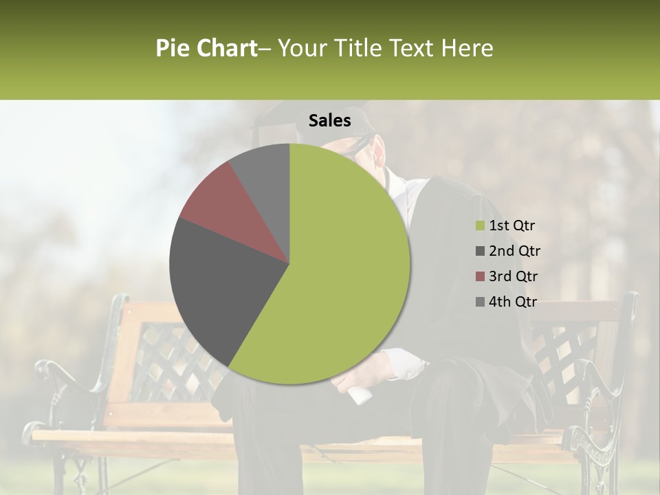 A Man In A Graduation Gown Sitting On A Bench PowerPoint Template