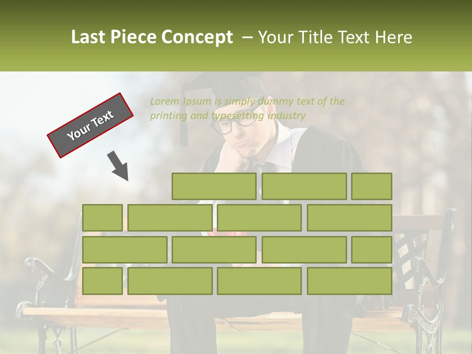 A Man In A Graduation Gown Sitting On A Bench PowerPoint Template