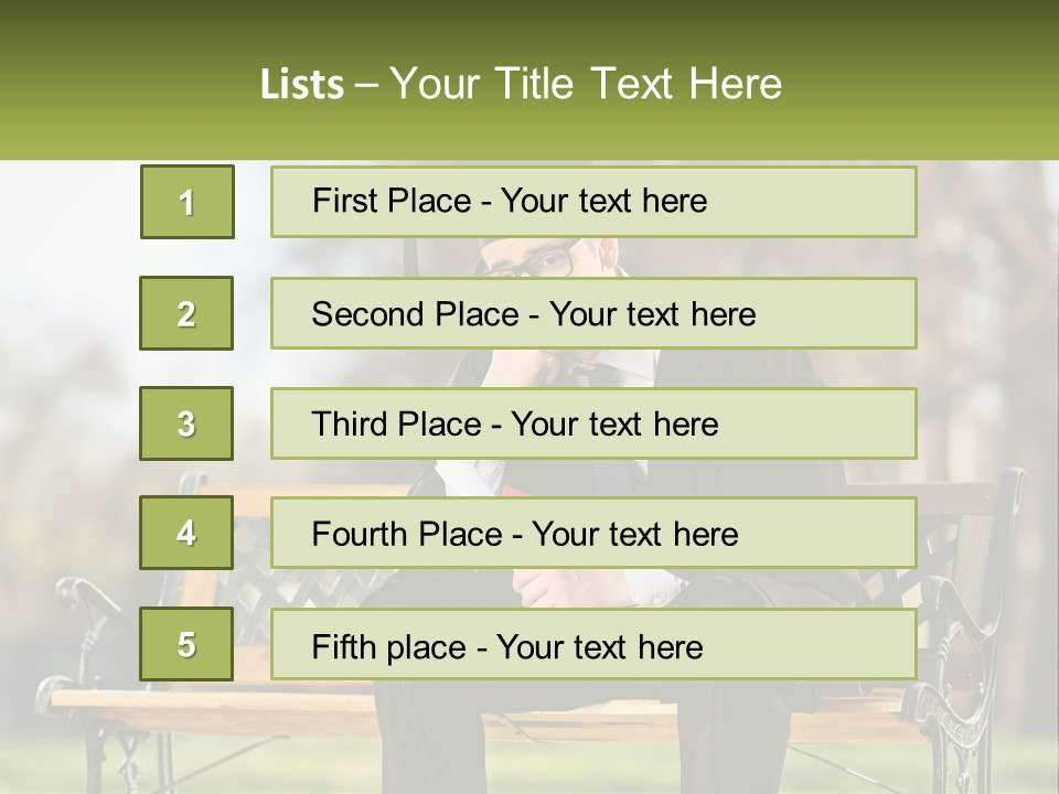 A Man In A Graduation Gown Sitting On A Bench PowerPoint Template