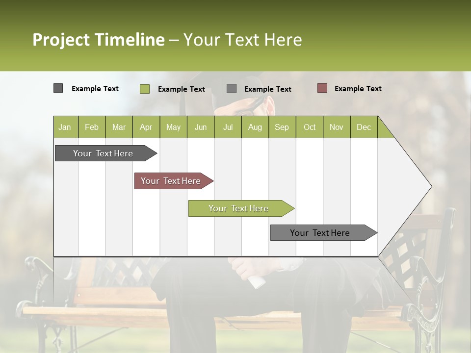 A Man In A Graduation Gown Sitting On A Bench PowerPoint Template