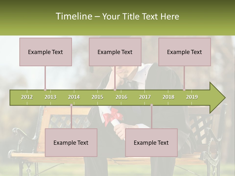 A Man In A Graduation Gown Sitting On A Bench PowerPoint Template