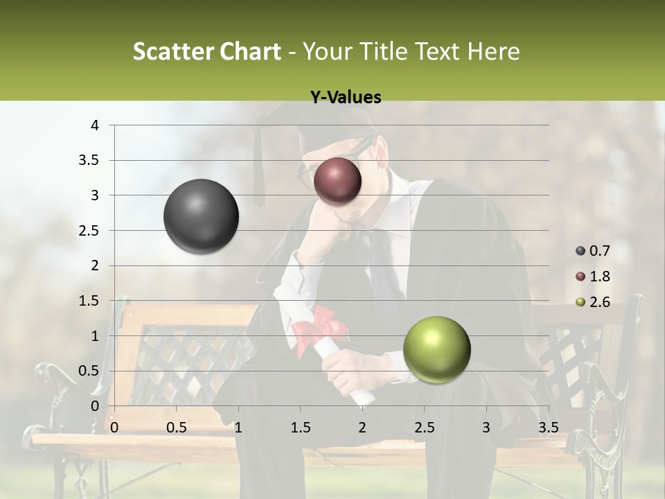 A Man In A Graduation Gown Sitting On A Bench PowerPoint Template